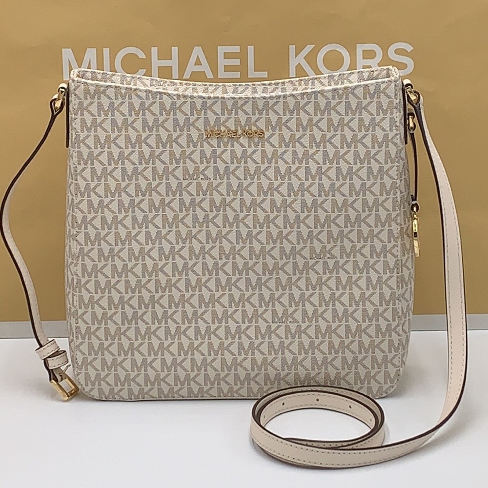MICHAEL KORS JET SET TRAVEL LARGE MESSENGER LIGHT CREAM MULTI - Picture 2 of 16